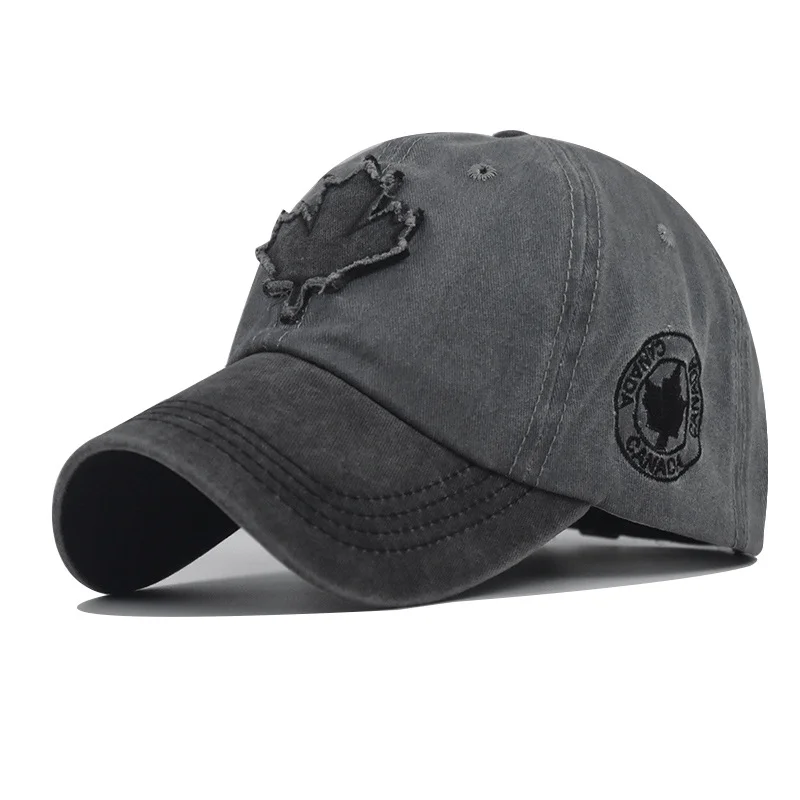 Washed Canada Baseball Cap Maple Leaf Embroidery Adjustable Sun Protection Snapback Caps For Men Women Sports Hiking Golf Hats