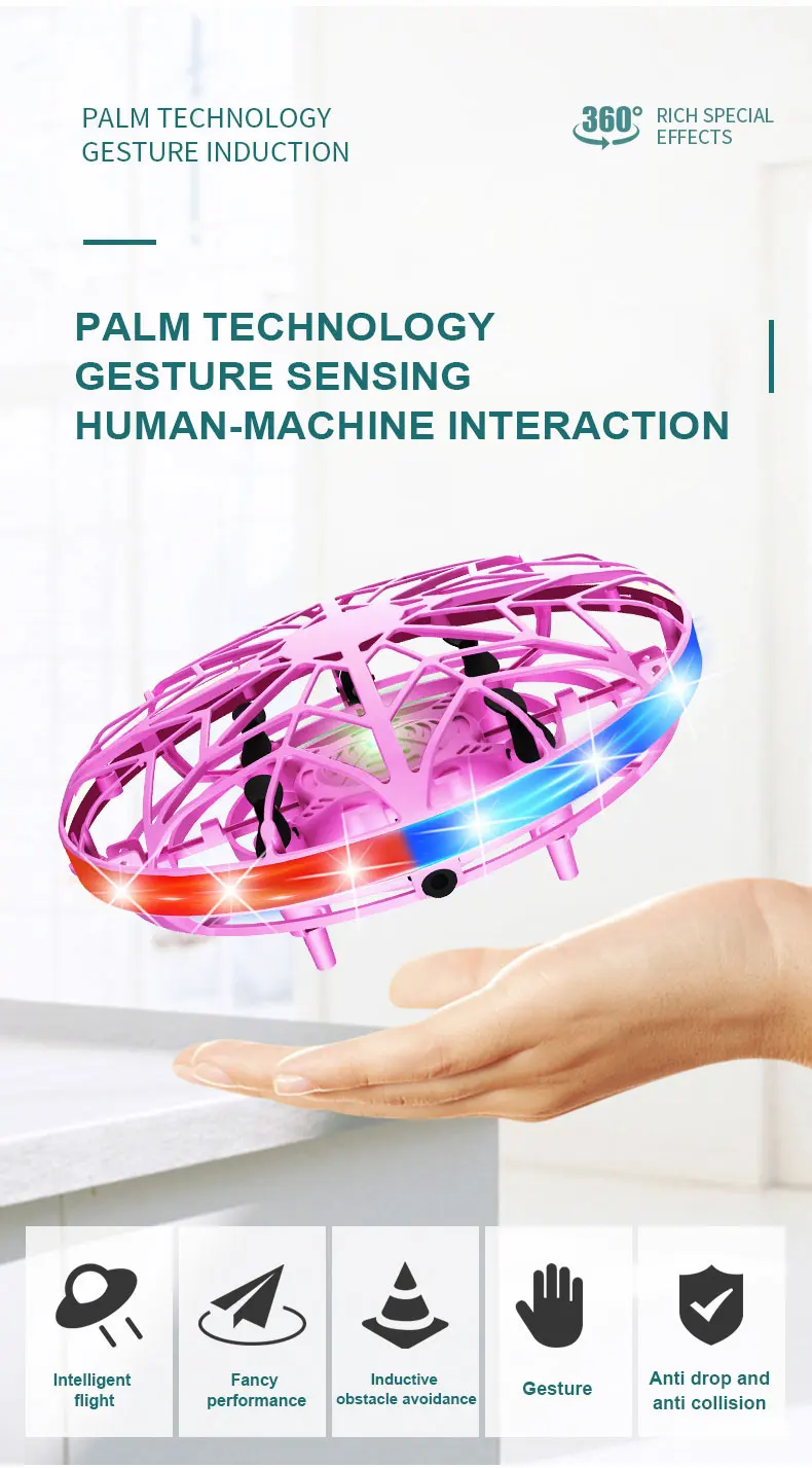 UFO induction aircraft remote control aircraft flying ball drone gesture intelligent suspended flying saucer children's toy boy