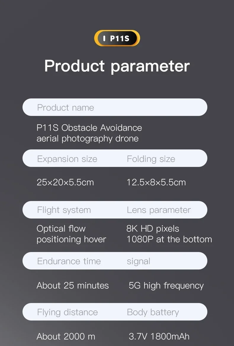 Xiaomi MIJIA P11 Max Drone 5G GPS 8K Professional HD Aerial Photography Dual Camera Obstacle Avoidanc Brushless Quadrotor 10000M