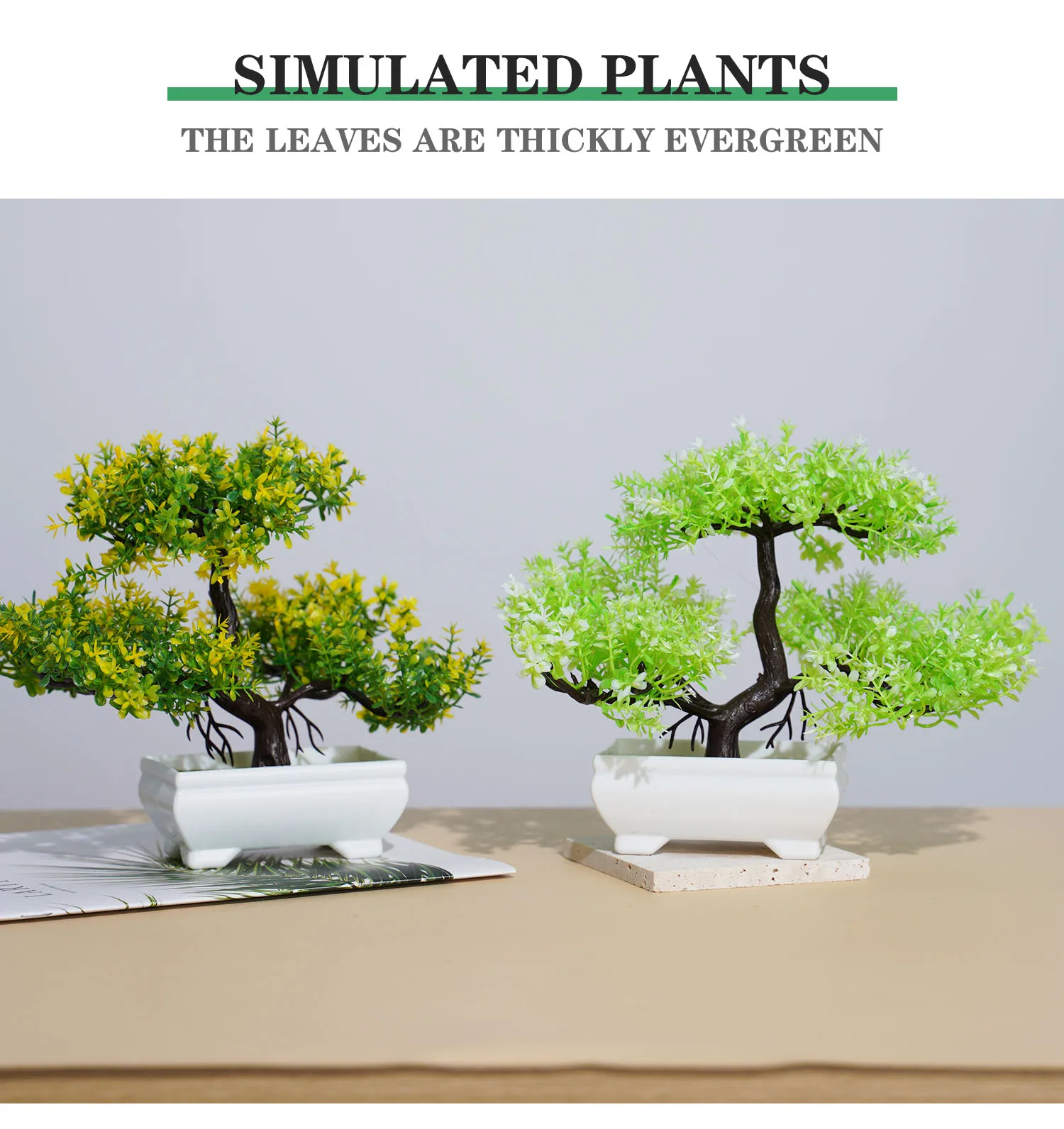 Artificial Plants Bonsai Small Tree Simulation Pot Plants Fake Flowers Table Potted Ornaments for Hotel Garden Home Decor planta