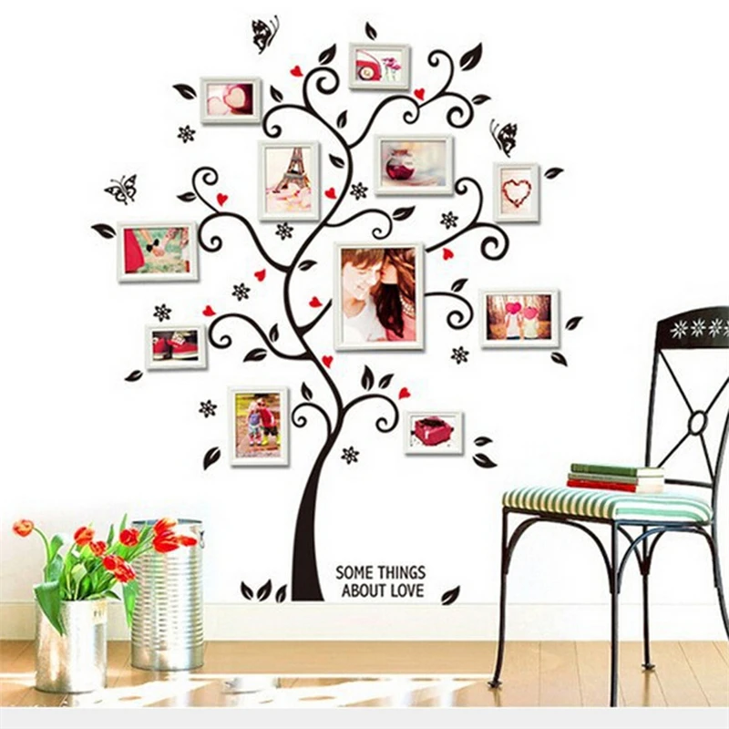 1PC Beautiful Love Tree Sticker Decoration Living Room, Bedroom, Glass Showcase Window, Self Adhesive Wall Sticker