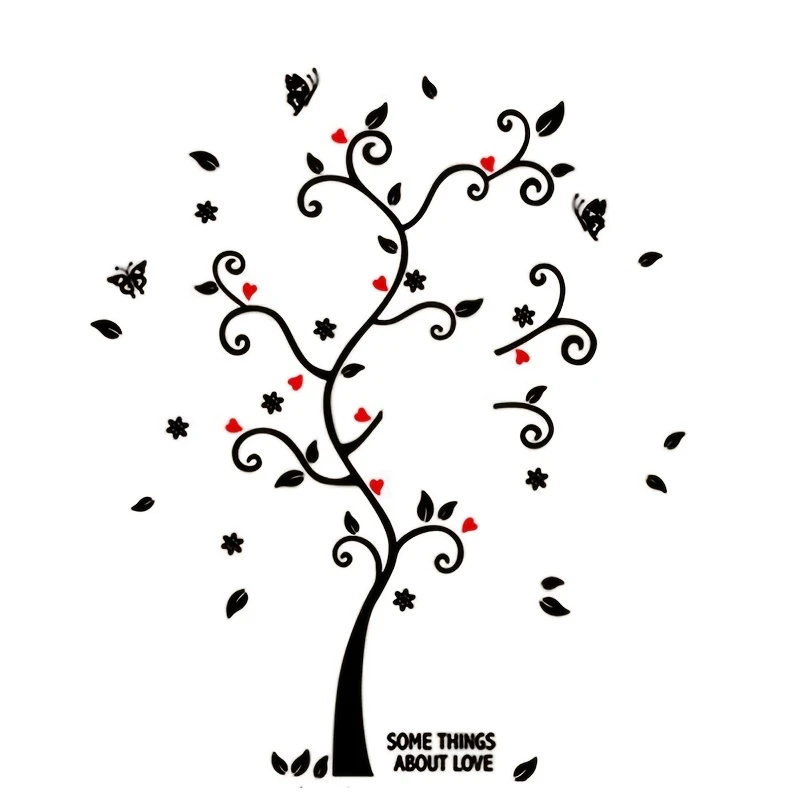1PC Beautiful Love Tree Sticker Decoration Living Room, Bedroom, Glass Showcase Window, Self Adhesive Wall Sticker