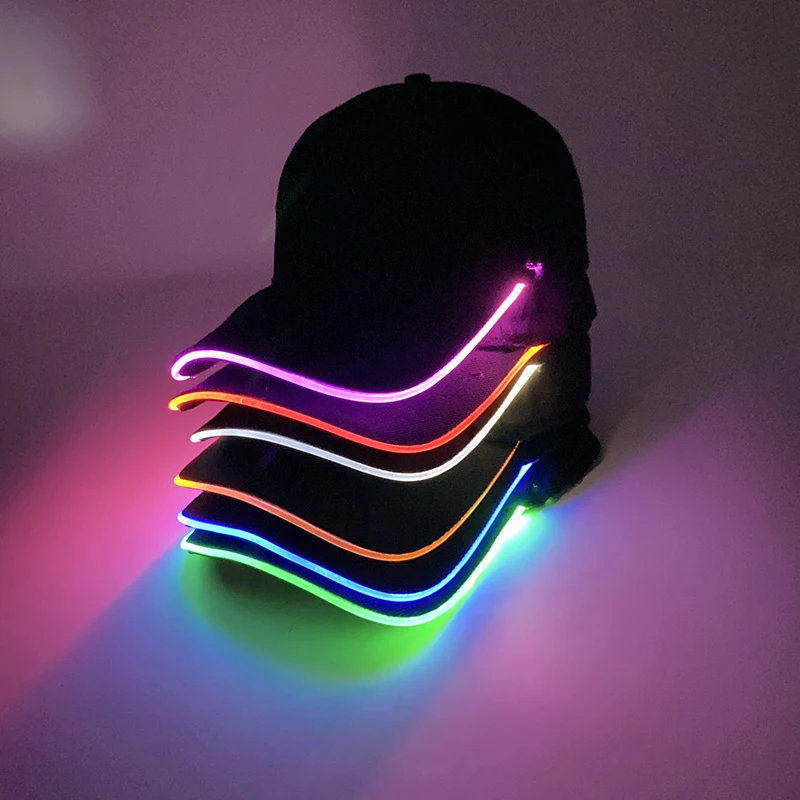 Fashion Glowing Baseball Cap LED Hiphop Hat Club Props Fluorescent Light Up Hat DJ Music Supplies Costume