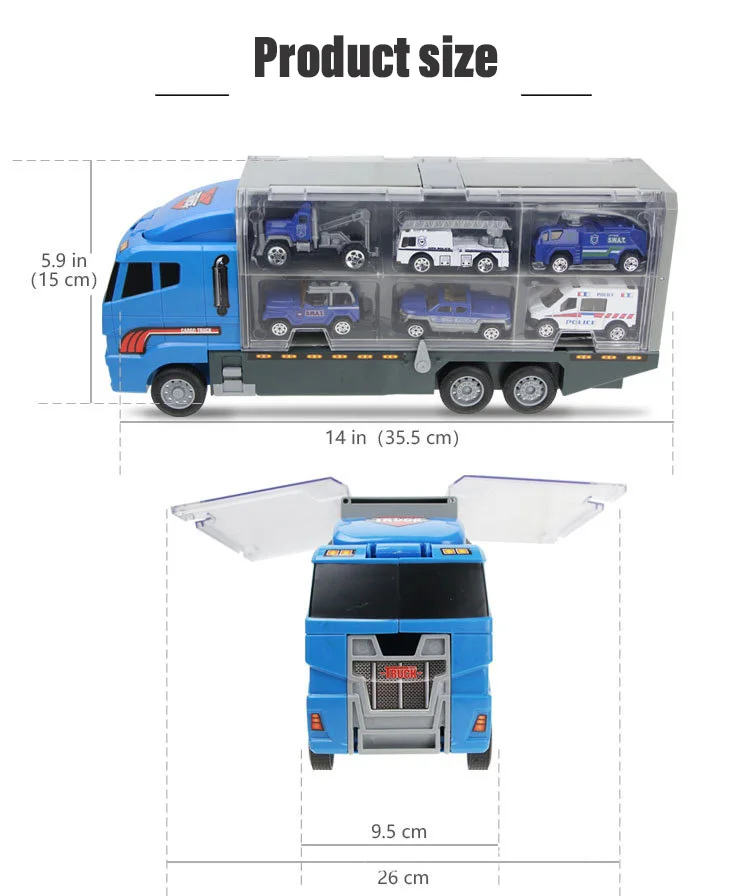 10 In 1 Construction Toys Truck Storage Die-cast Vehicle Transporter Car Set Excavator Dump Truck Digger Backhoe for Kids Gift