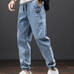 Spring Summer Black Blue Cargo Jeans Men Streetwear Denim Jogger Pants Men Baggy Harem Jean Trousers Plus Size