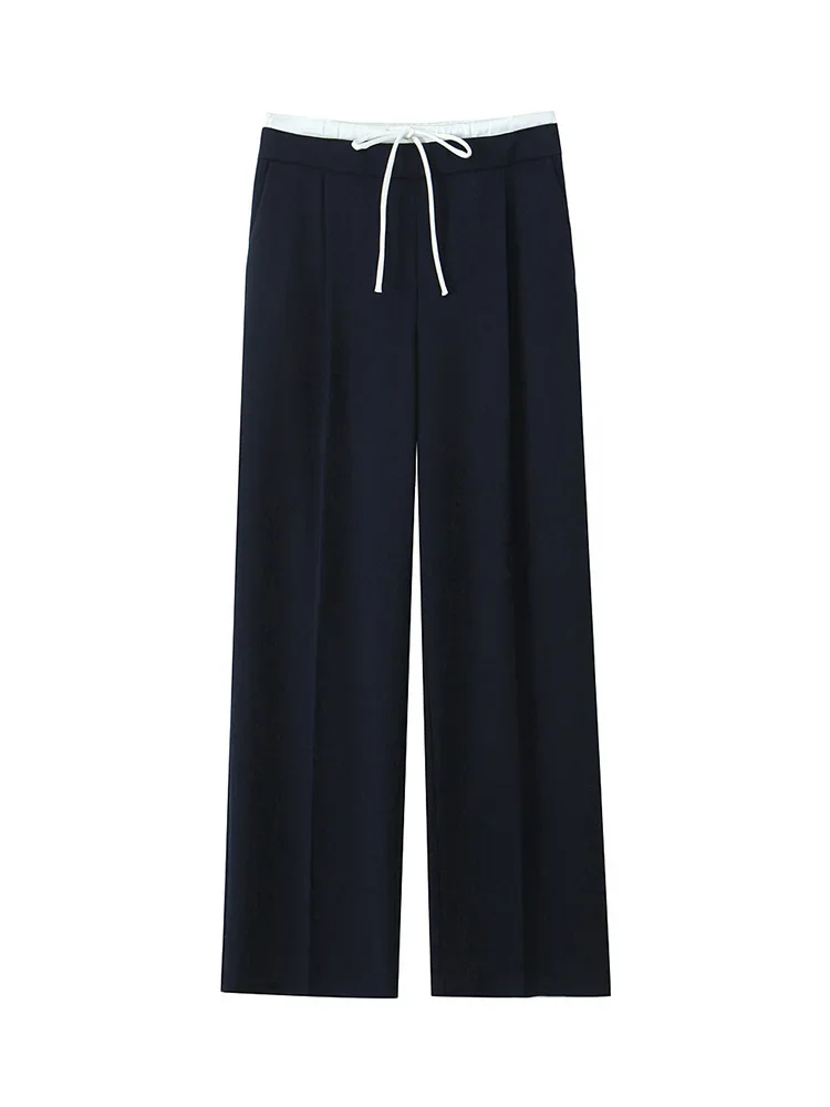 Willshela Women Fashion Solid Lace Up Side Zipper Straight Pants Vintage High Elastic Waist Female Chic Lady Trousers Willshela Women Fashion Solid Lace Up Side Zipper Straight Pants Vintage High Elastic Waist Female Chic Lady Trousers