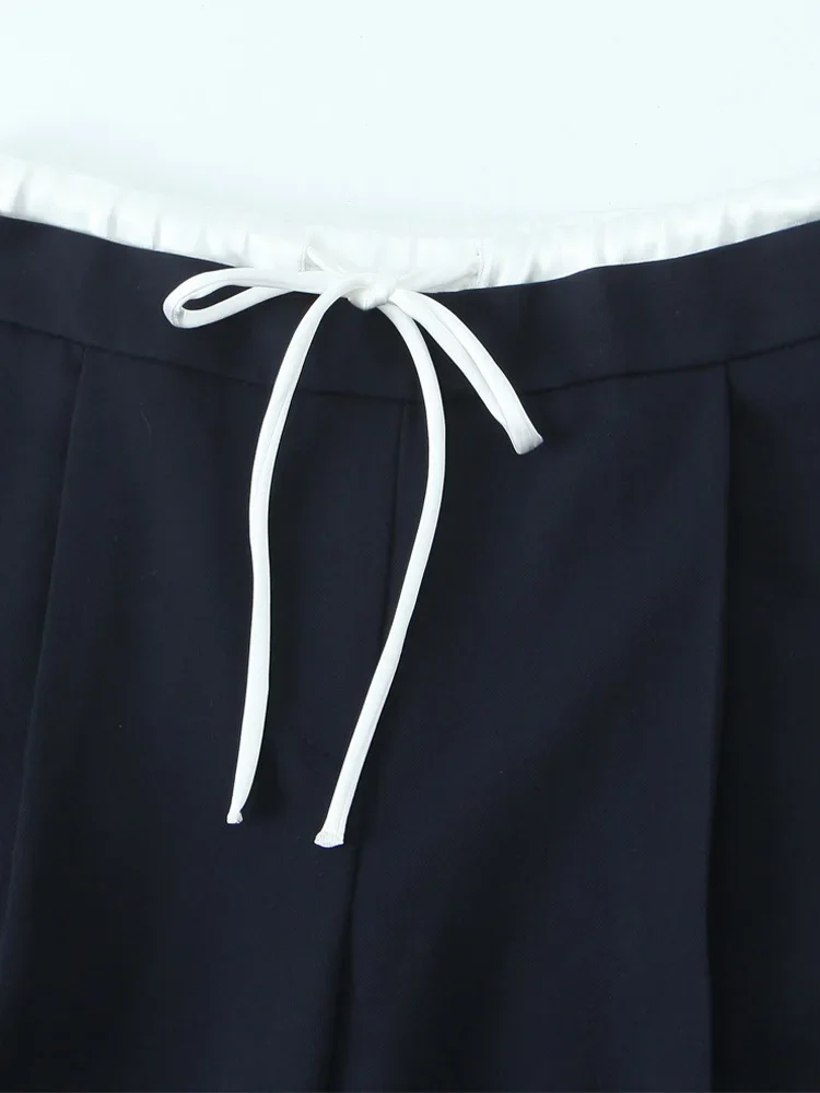 Willshela Women Fashion Solid Lace Up Side Zipper Straight Pants Vintage High Elastic Waist Female Chic Lady Trousers Willshela Women Fashion Solid Lace Up Side Zipper Straight Pants Vintage High Elastic Waist Female Chic Lady Trousers