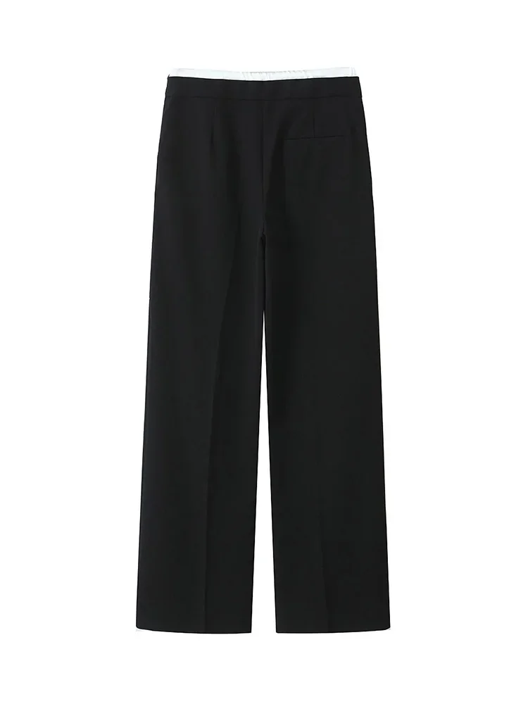 Willshela Women Fashion Solid Lace Up Side Zipper Straight Pants Vintage High Elastic Waist Female Chic Lady Trousers Willshela Women Fashion Solid Lace Up Side Zipper Straight Pants Vintage High Elastic Waist Female Chic Lady Trousers