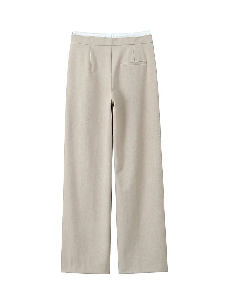 Willshela Women Fashion Solid Lace Up Side Zipper Straight Pants Vintage High Elastic Waist Female Chic Lady Trousers Willshela Women Fashion Solid Lace Up Side Zipper Straight Pants Vintage High Elastic Waist Female Chic Lady Trousers