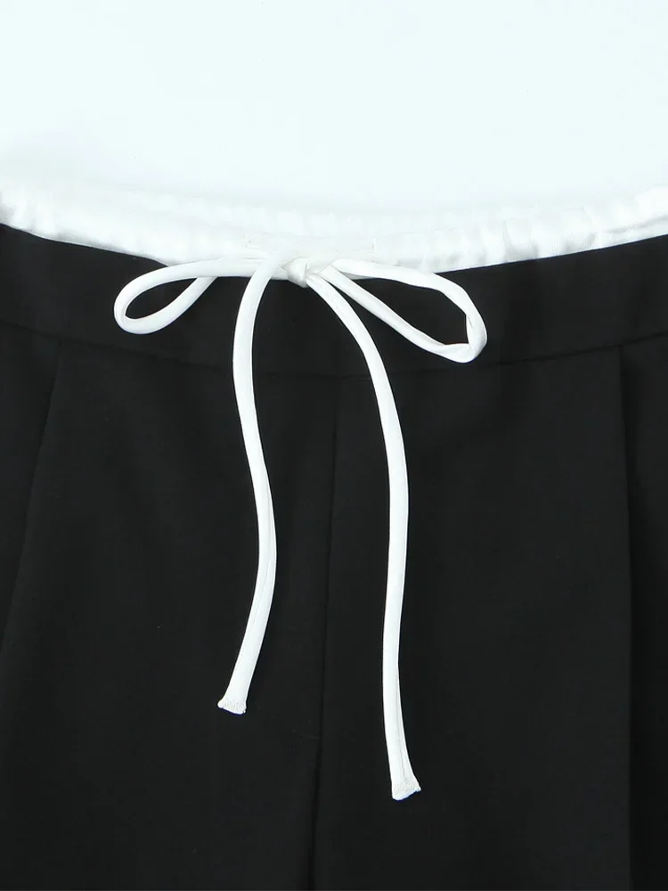 Willshela Women Fashion Solid Lace Up Side Zipper Straight Pants Vintage High Elastic Waist Female Chic Lady Trousers Willshela Women Fashion Solid Lace Up Side Zipper Straight Pants Vintage High Elastic Waist Female Chic Lady Trousers
