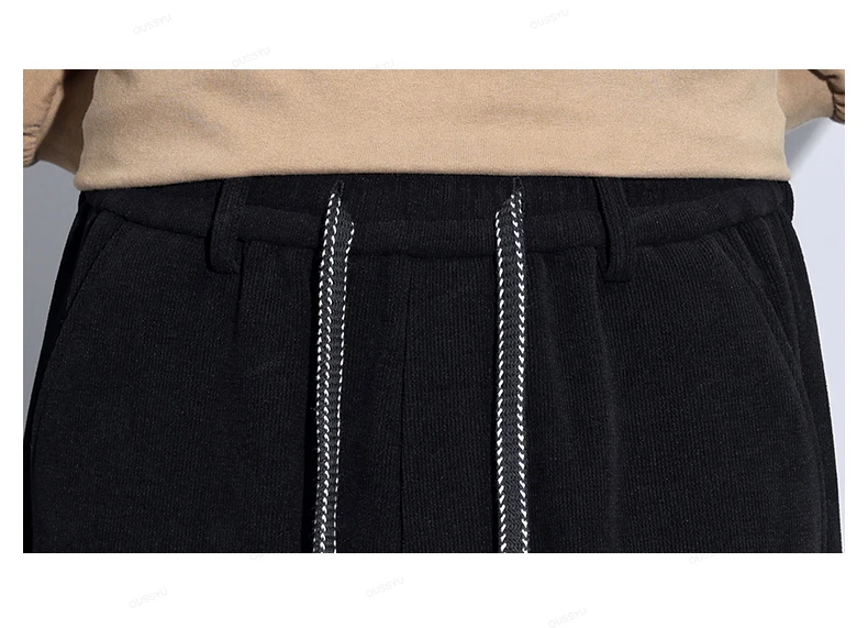 Autumn Winter Stretch Corduroy Pants Men Thick Elastic Waist Korea Baggy Straight Jogger Outdoors Trousers Male Large Size M-5XL