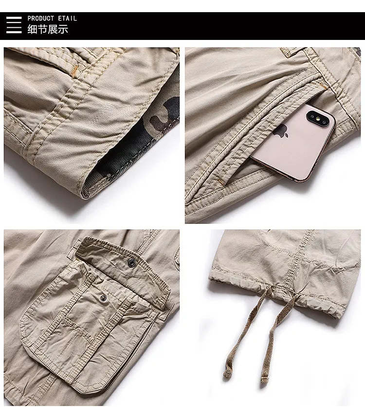 2024 New Style Casual Cargo Shorts for Men, Spring Summer Beach Wear Safari Style Cotton Shorts