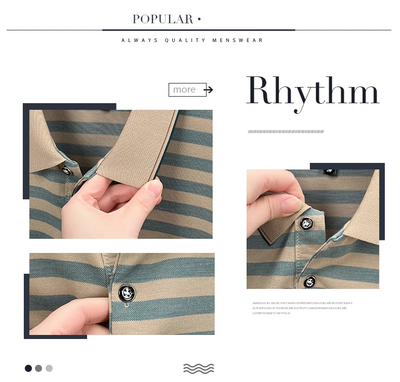 Luxury brand striped rhinestone short sleeve T-shirt men's lapel casual top summer trend ice silk breathable business polo shirt
