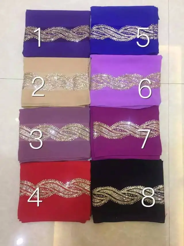 Muslim Hijab Scarf for Women Senior Chiffon Headscarf Glitter Head Wrap Ladies Headscarf 180*70cm