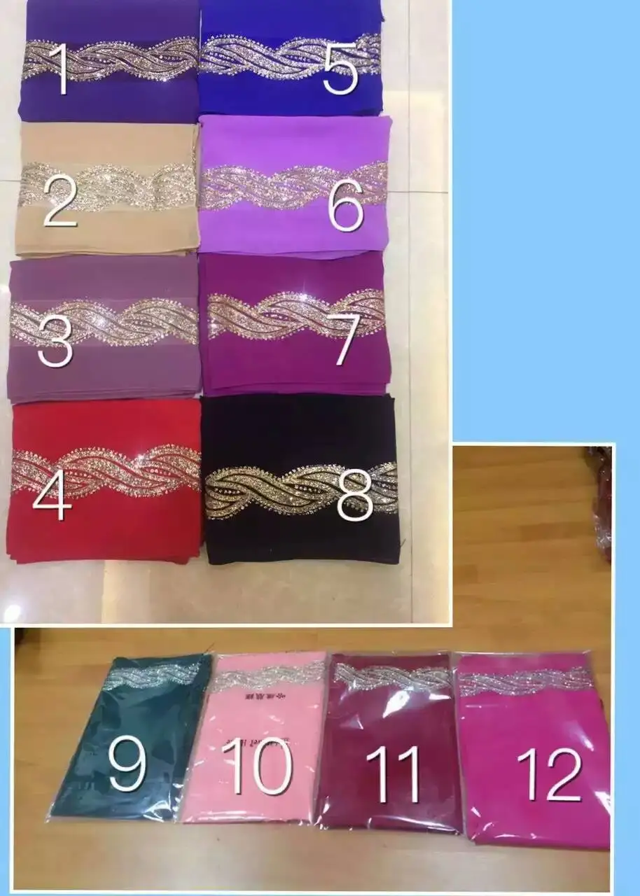 Muslim Hijab Scarf for Women Senior Chiffon Headscarf Glitter Head Wrap Ladies Headscarf 180*70cm