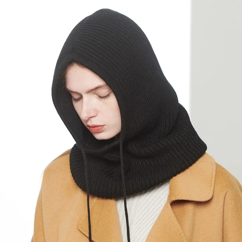 Muslim Knitted Hat Women's Bonnet Helmet Ski Hat Windproof Winter Outdoor Balaclava Knitted Thick One-piece Scarf Warm Hat