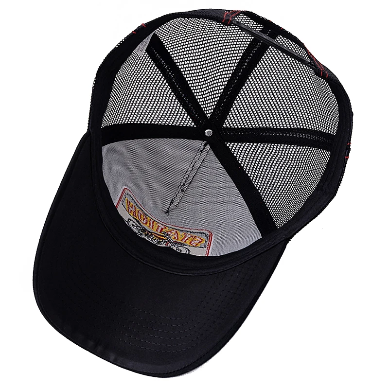 Dropshipping Unisex Mesh Trucker Hat Classic Motorcycle Pattern Breathable Summer Baseball Cap Streetwear Cap for Men Women