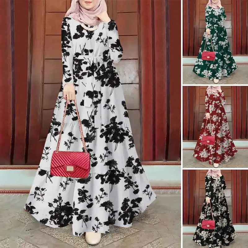 ZANZEA Spring Floral Printed Muslim Dress Long Sleeve Ramadan Turkey Vestidos Vintage Holiday Maxi Robe Kaftan Islamic Abaya ZANZEA Spring Floral Printed Muslim Dress Long Sleeve Ramadan Turkey Vestidos Vintage Holiday Maxi Robe Kaftan Islamic Abaya