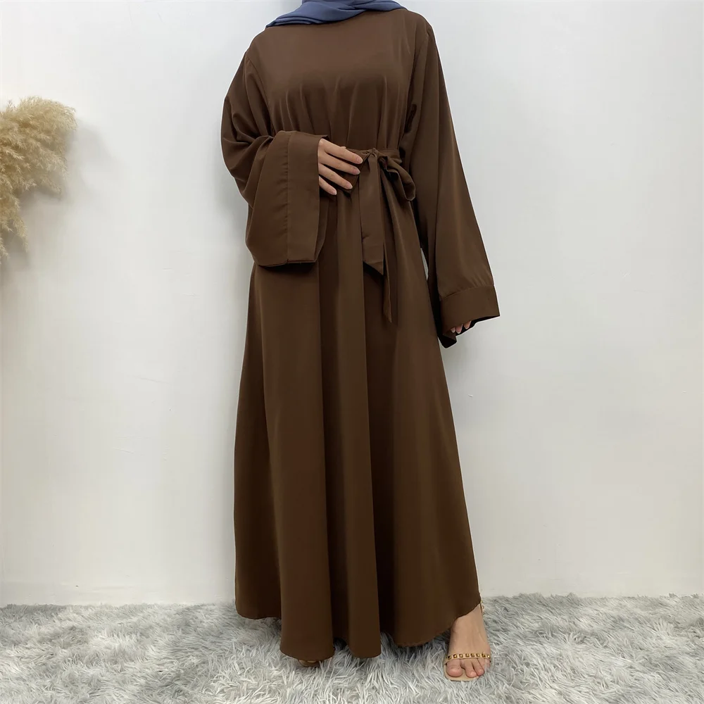 Hot Sell Popular Simple Nida Abaya Long Dress Pure Color A-line Loose Sleeves Dresses Dubai UK Modest Elegant Dress Hot Sell Popular Simple Nida Abaya Long Dress Pure Color A-line Loose Sleeves Dresses Dubai UK Modest Elegant Dress