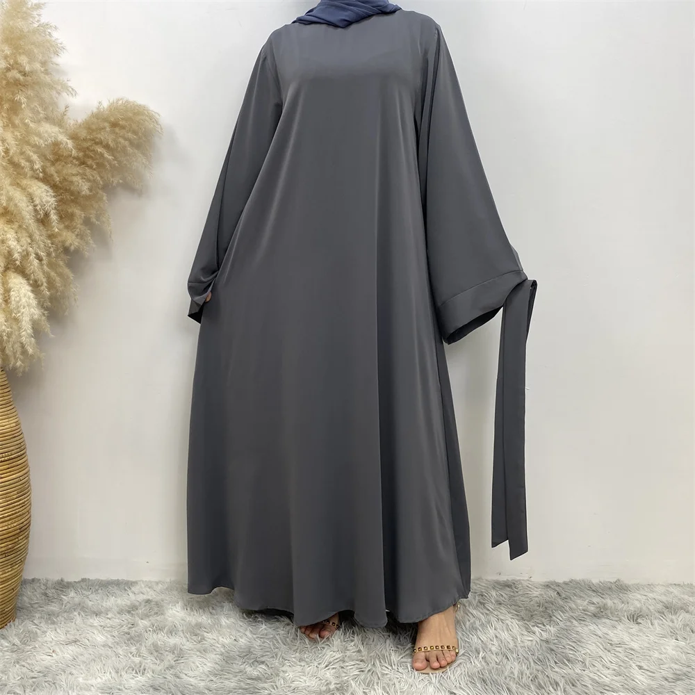 Hot Sell Popular Simple Nida Abaya Long Dress Pure Color A-line Loose Sleeves Dresses Dubai UK Modest Elegant Dress Hot Sell Popular Simple Nida Abaya Long Dress Pure Color A-line Loose Sleeves Dresses Dubai UK Modest Elegant Dress
