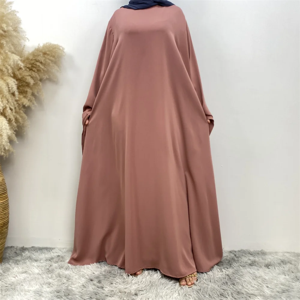 Hot Sell Popular Simple Nida Abaya Long Dress Pure Color A-line Loose Sleeves Dresses Dubai UK Modest Elegant Dress Hot Sell Popular Simple Nida Abaya Long Dress Pure Color A-line Loose Sleeves Dresses Dubai UK Modest Elegant Dress