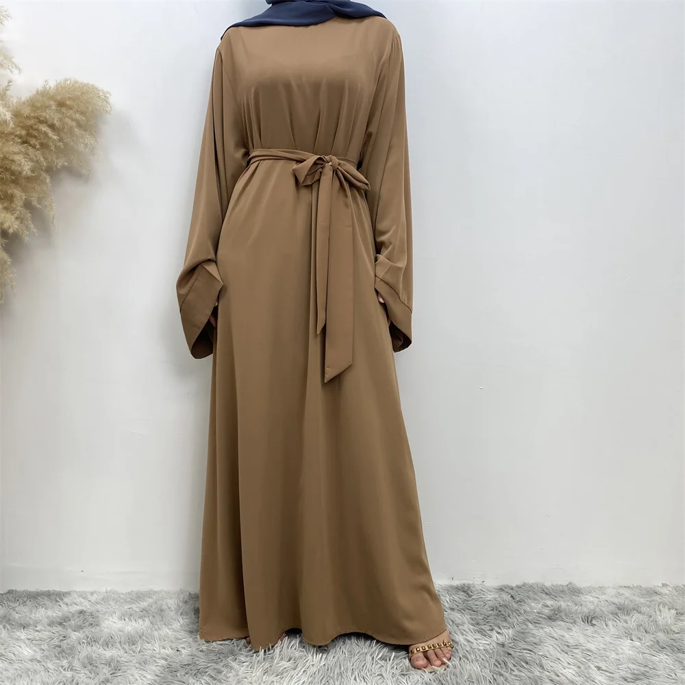 Hot Sell Popular Simple Nida Abaya Long Dress Pure Color A-line Loose Sleeves Dresses Dubai UK Modest Elegant Dress Hot Sell Popular Simple Nida Abaya Long Dress Pure Color A-line Loose Sleeves Dresses Dubai UK Modest Elegant Dress