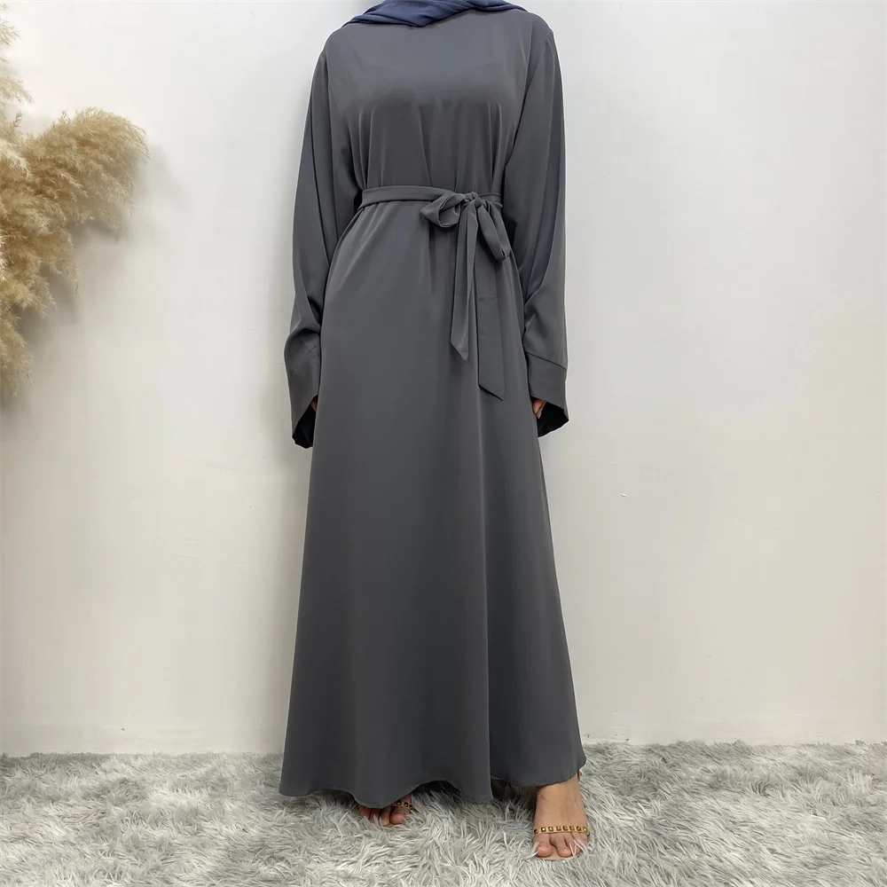 Hot Sell Popular Simple Nida Abaya Long Dress Pure Color A-line Loose Sleeves Dresses Dubai UK Modest Elegant Dress Hot Sell Popular Simple Nida Abaya Long Dress Pure Color A-line Loose Sleeves Dresses Dubai UK Modest Elegant Dress
