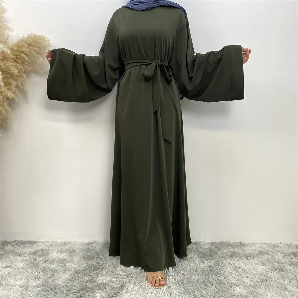 Hot Sell Popular Simple Nida Abaya Long Dress Pure Color A-line Loose Sleeves Dresses Dubai UK Modest Elegant Dress Hot Sell Popular Simple Nida Abaya Long Dress Pure Color A-line Loose Sleeves Dresses Dubai UK Modest Elegant Dress