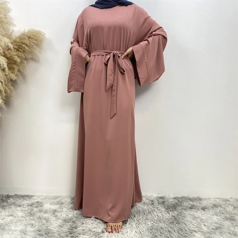 Hot Sell Popular Simple Nida Abaya Long Dress Pure Color A-line Loose Sleeves Dresses Dubai UK Modest Elegant Dress Hot Sell Popular Simple Nida Abaya Long Dress Pure Color A-line Loose Sleeves Dresses Dubai UK Modest Elegant Dress