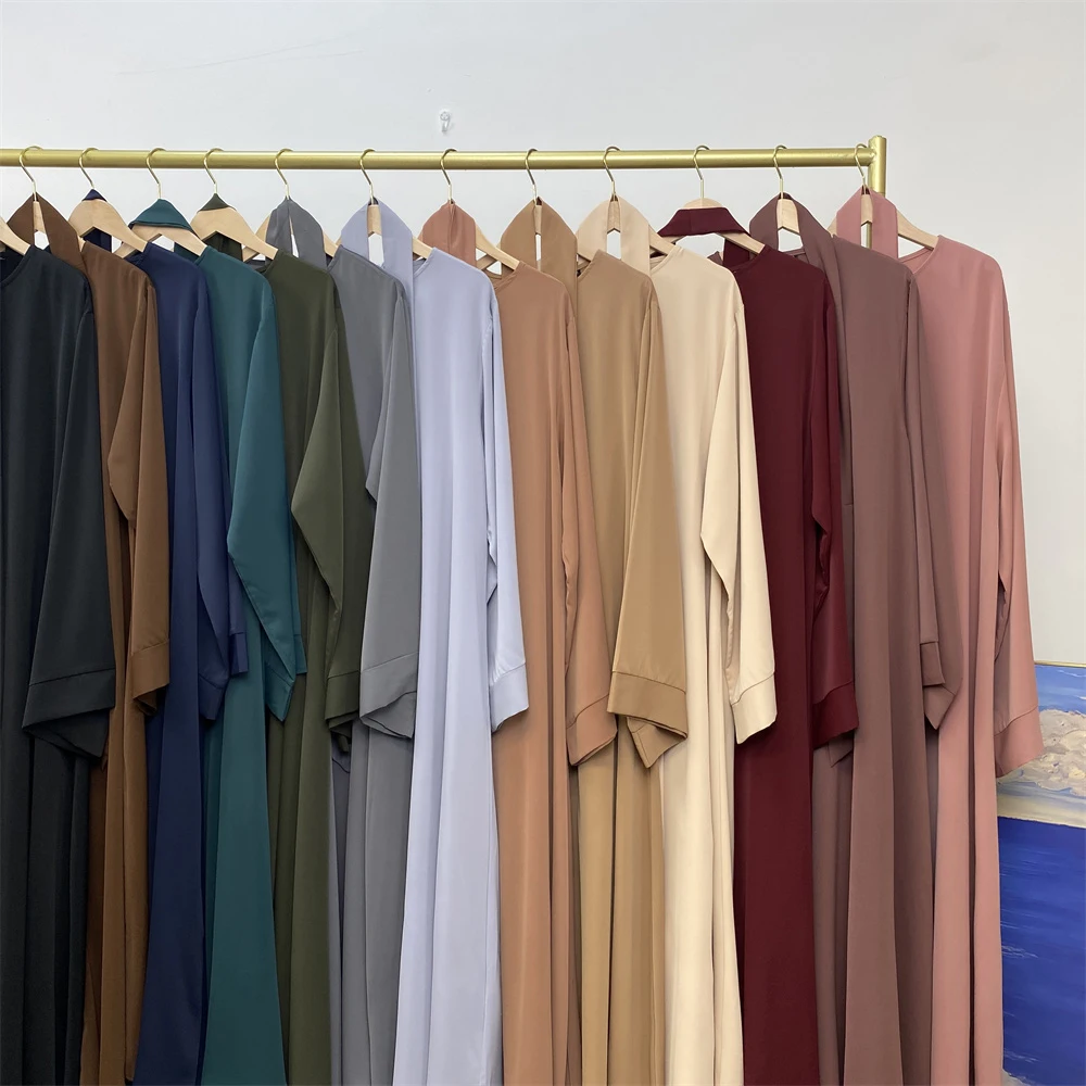 Hot Sell Popular Simple Nida Abaya Long Dress Pure Color A-line Loose Sleeves Dresses Dubai UK Modest Elegant Dress Hot Sell Popular Simple Nida Abaya Long Dress Pure Color A-line Loose Sleeves Dresses Dubai UK Modest Elegant Dress