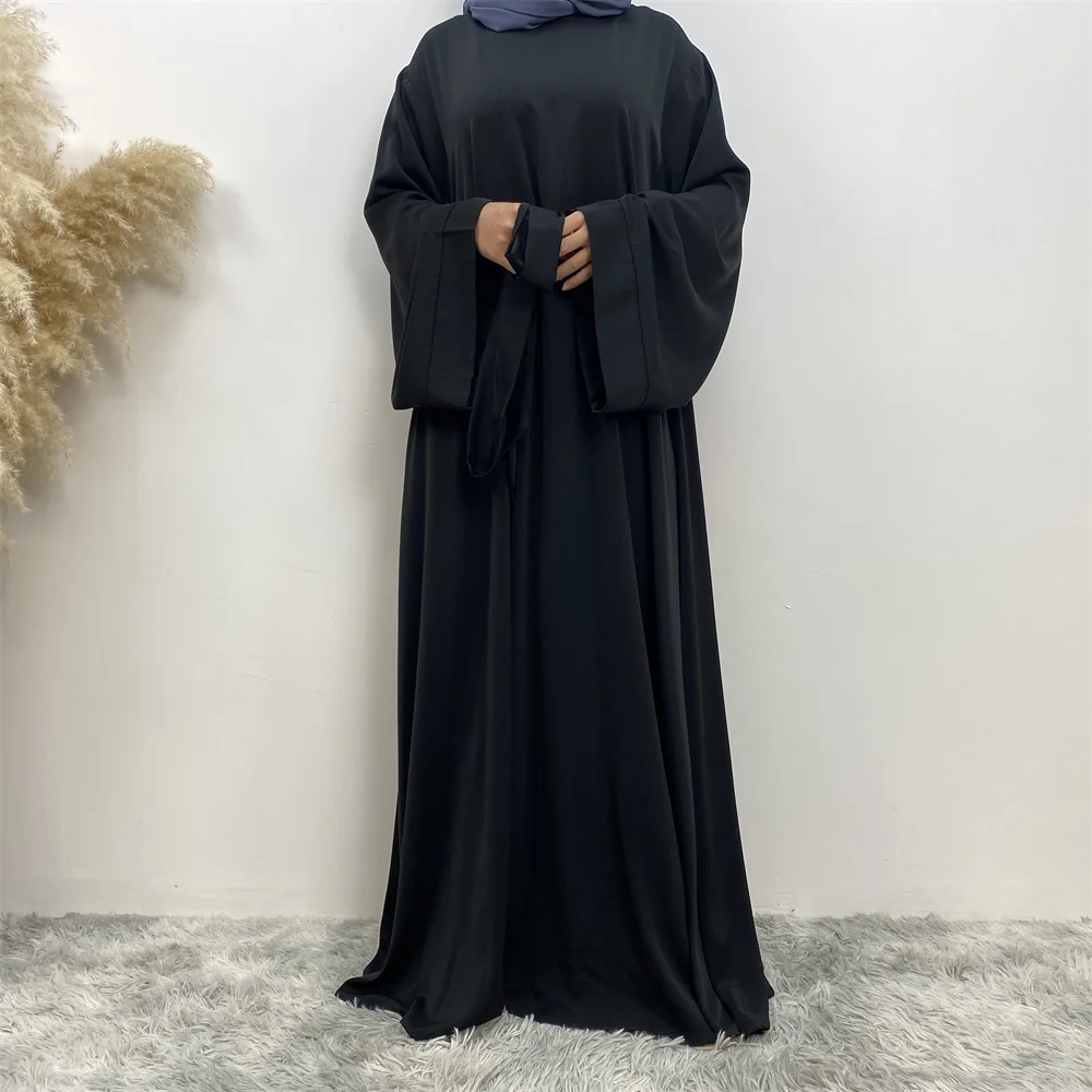 Hot Sell Popular Simple Nida Abaya Long Dress Pure Color A-line Loose Sleeves Dresses Dubai UK Modest Elegant Dress Hot Sell Popular Simple Nida Abaya Long Dress Pure Color A-line Loose Sleeves Dresses Dubai UK Modest Elegant Dress