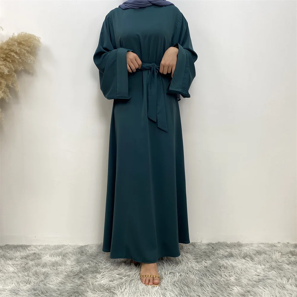 Hot Sell Popular Simple Nida Abaya Long Dress Pure Color A-line Loose Sleeves Dresses Dubai UK Modest Elegant Dress Hot Sell Popular Simple Nida Abaya Long Dress Pure Color A-line Loose Sleeves Dresses Dubai UK Modest Elegant Dress
