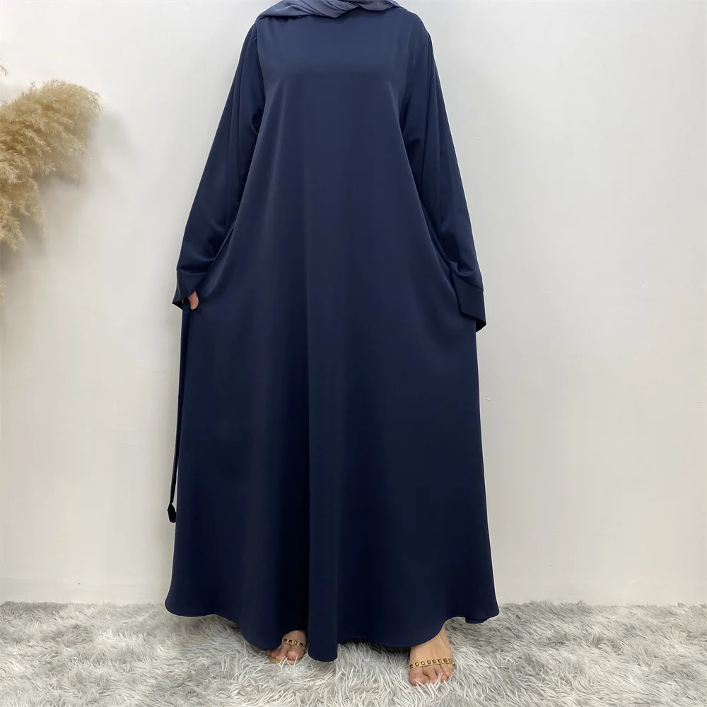 Hot Sell Popular Simple Nida Abaya Long Dress Pure Color A-line Loose Sleeves Dresses Dubai UK Modest Elegant Dress Hot Sell Popular Simple Nida Abaya Long Dress Pure Color A-line Loose Sleeves Dresses Dubai UK Modest Elegant Dress