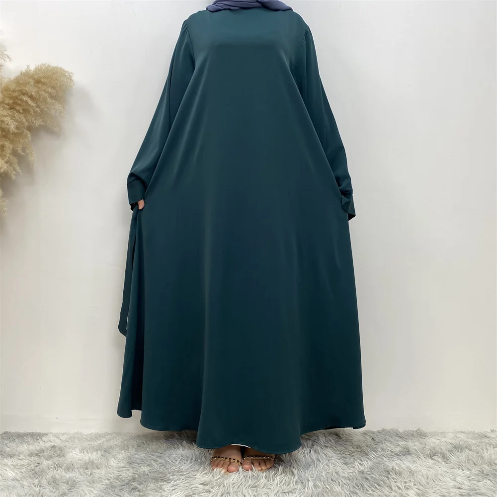 Hot Sell Popular Simple Nida Abaya Long Dress Pure Color A-line Loose Sleeves Dresses Dubai UK Modest Elegant Dress Hot Sell Popular Simple Nida Abaya Long Dress Pure Color A-line Loose Sleeves Dresses Dubai UK Modest Elegant Dress
