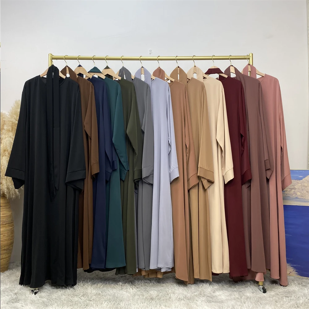 Hot Sell Popular Simple Nida Abaya Long Dress Pure Color A-line Loose Sleeves Dresses Dubai UK Modest Elegant Dress Hot Sell Popular Simple Nida Abaya Long Dress Pure Color A-line Loose Sleeves Dresses Dubai UK Modest Elegant Dress