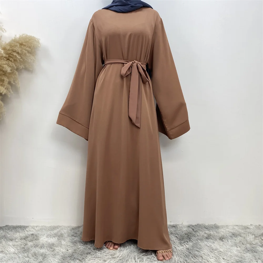 Hot Sell Popular Simple Nida Abaya Long Dress Pure Color A-line Loose Sleeves Dresses Dubai UK Modest Elegant Dress Hot Sell Popular Simple Nida Abaya Long Dress Pure Color A-line Loose Sleeves Dresses Dubai UK Modest Elegant Dress