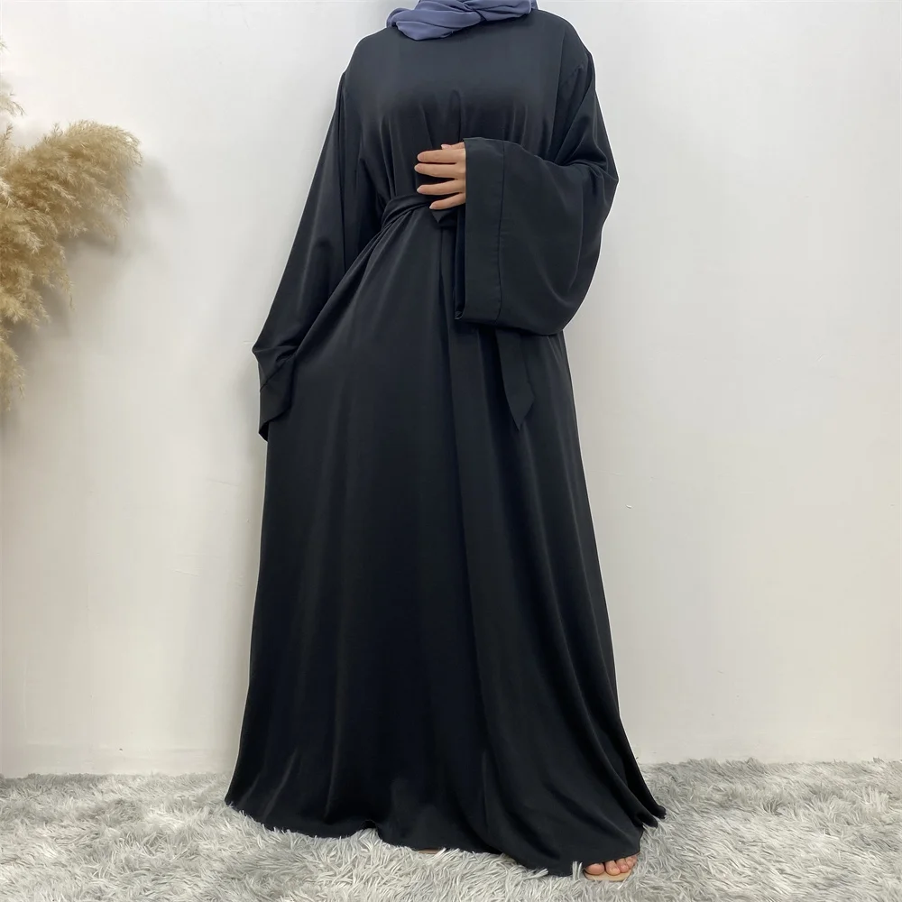 Hot Sell Popular Simple Nida Abaya Long Dress Pure Color A-line Loose Sleeves Dresses Dubai UK Modest Elegant Dress Hot Sell Popular Simple Nida Abaya Long Dress Pure Color A-line Loose Sleeves Dresses Dubai UK Modest Elegant Dress