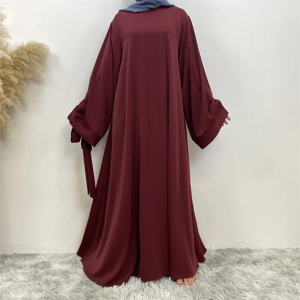 Hot Sell Popular Simple Nida Abaya Long Dress Pure Color A-line Loose Sleeves Dresses Dubai UK Modest Elegant Dress Hot Sell Popular Simple Nida Abaya Long Dress Pure Color A-line Loose Sleeves Dresses Dubai UK Modest Elegant Dress
