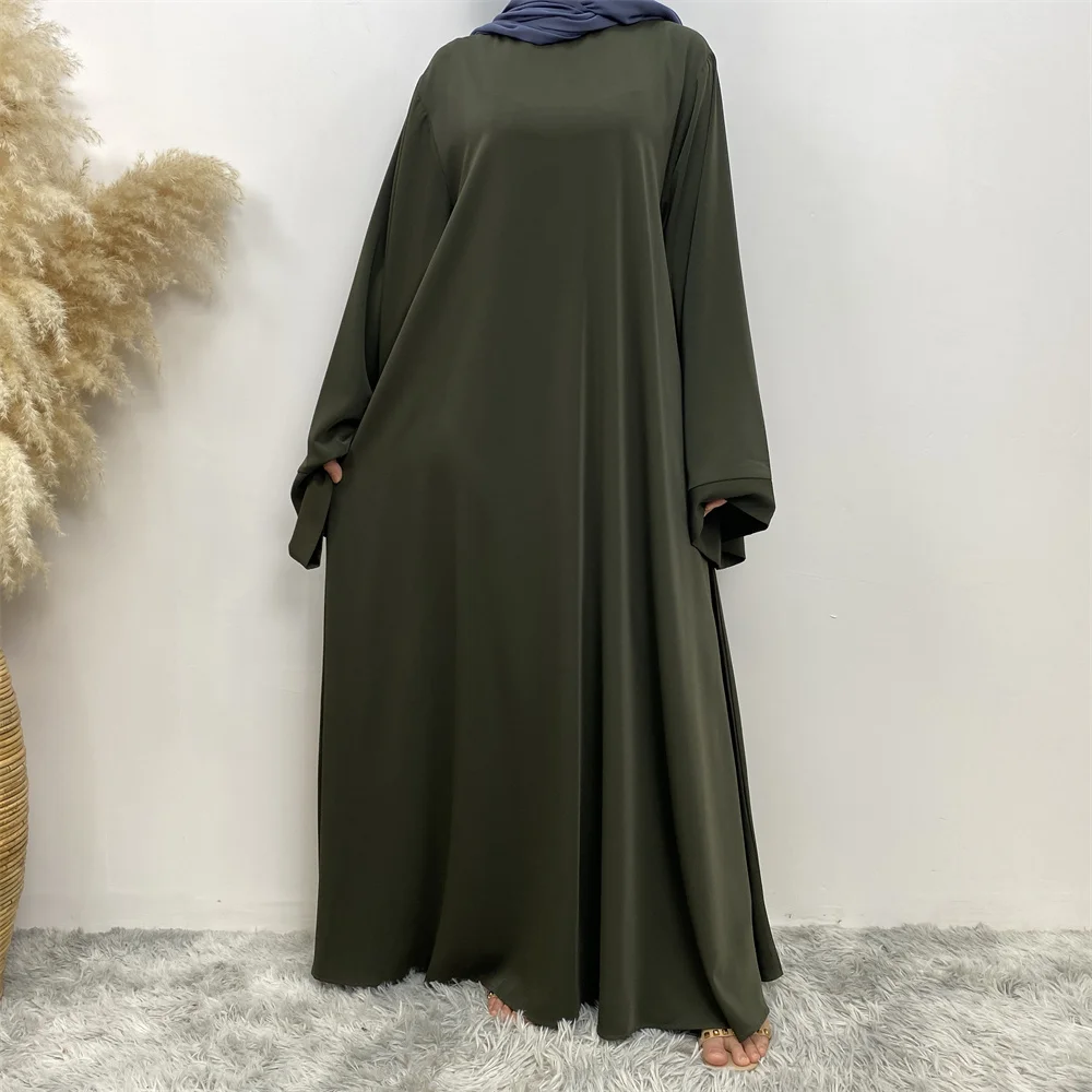 Hot Sell Popular Simple Nida Abaya Long Dress Pure Color A-line Loose Sleeves Dresses Dubai UK Modest Elegant Dress Hot Sell Popular Simple Nida Abaya Long Dress Pure Color A-line Loose Sleeves Dresses Dubai UK Modest Elegant Dress