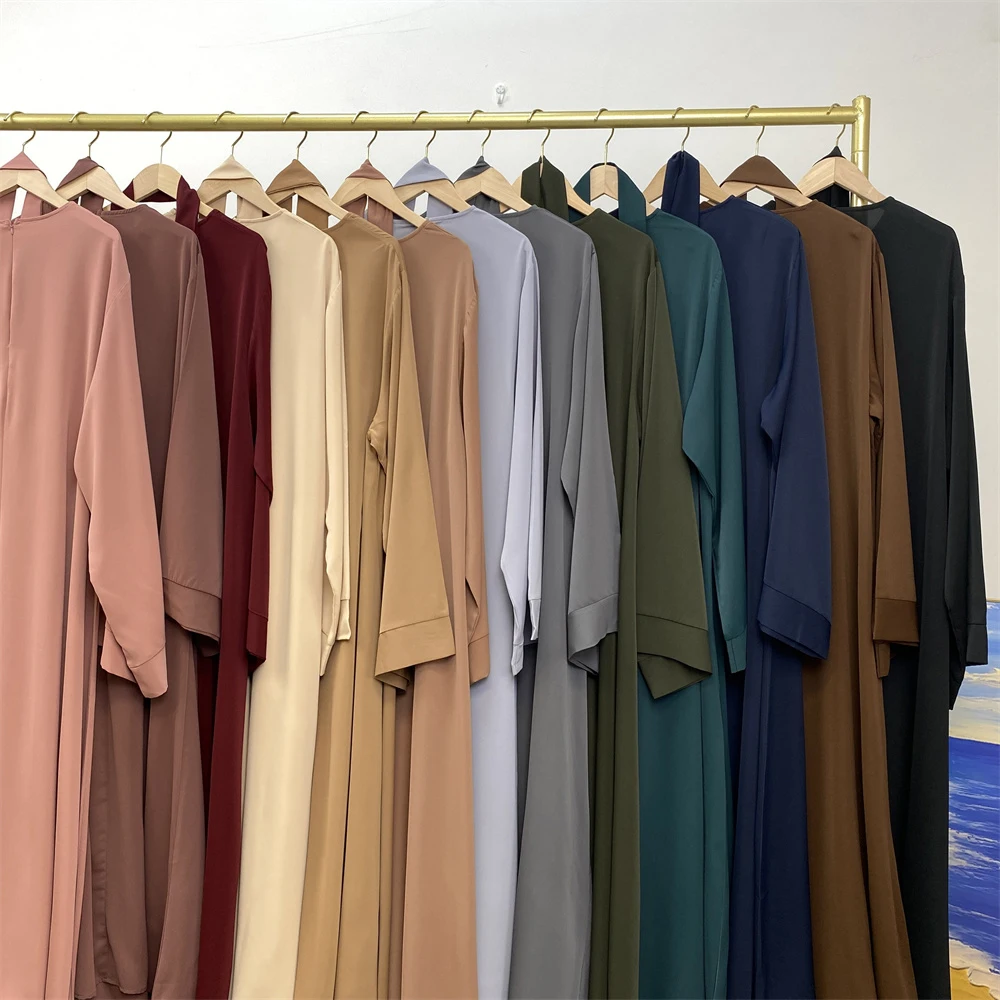 Hot Sell Popular Simple Nida Abaya Long Dress Pure Color A-line Loose Sleeves Dresses Dubai UK Modest Elegant Dress Hot Sell Popular Simple Nida Abaya Long Dress Pure Color A-line Loose Sleeves Dresses Dubai UK Modest Elegant Dress