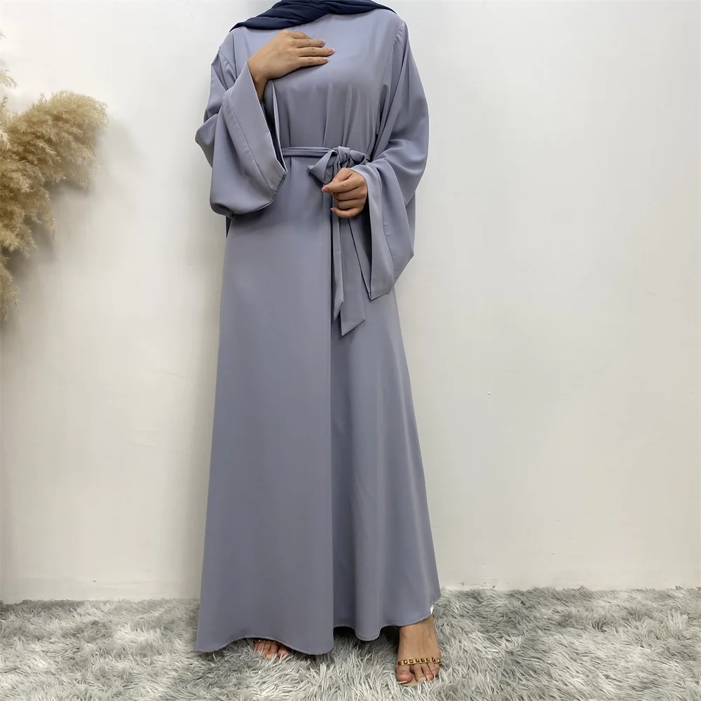 Hot Sell Popular Simple Nida Abaya Long Dress Pure Color A-line Loose Sleeves Dresses Dubai UK Modest Elegant Dress Hot Sell Popular Simple Nida Abaya Long Dress Pure Color A-line Loose Sleeves Dresses Dubai UK Modest Elegant Dress