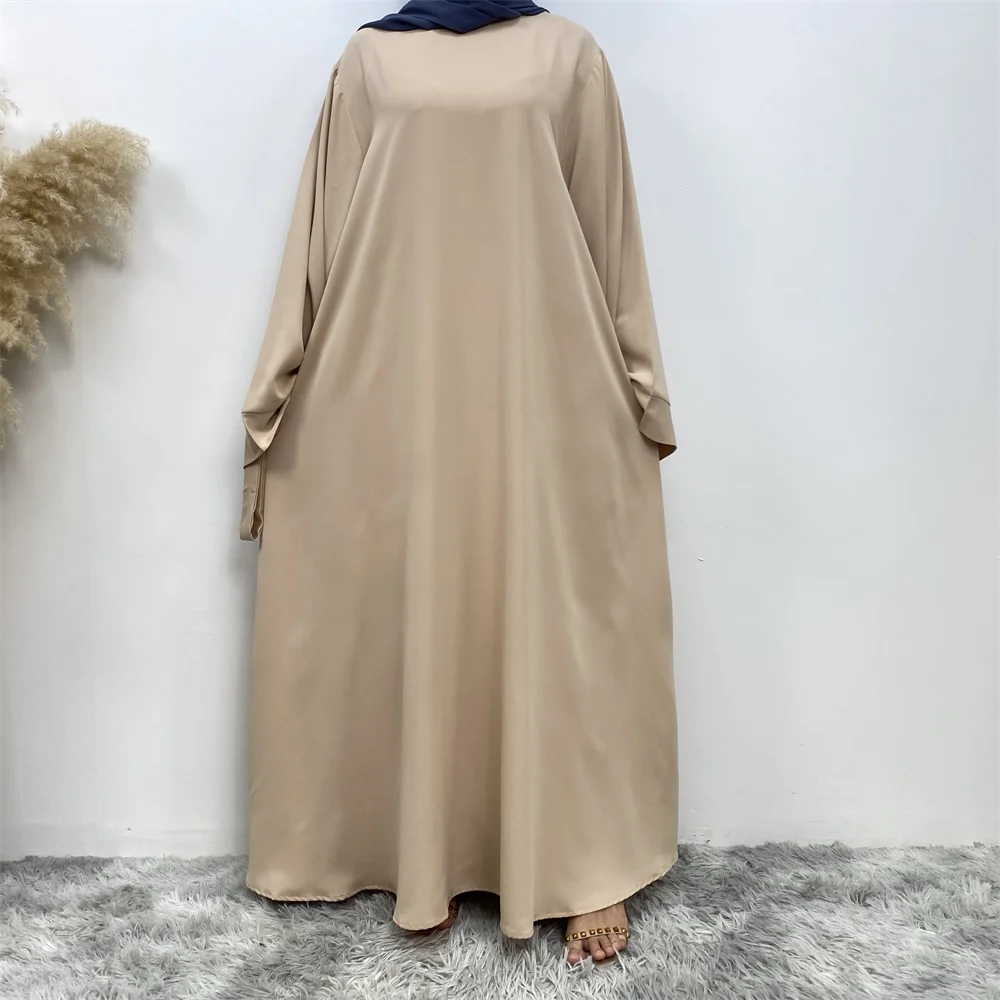 Hot Sell Popular Simple Nida Abaya Long Dress Pure Color A-line Loose Sleeves Dresses Dubai UK Modest Elegant Dress Hot Sell Popular Simple Nida Abaya Long Dress Pure Color A-line Loose Sleeves Dresses Dubai UK Modest Elegant Dress