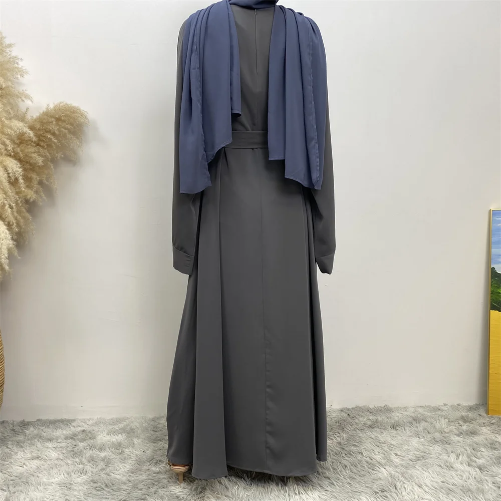 Hot Sell Popular Simple Nida Abaya Long Dress Pure Color A-line Loose Sleeves Dresses Dubai UK Modest Elegant Dress Hot Sell Popular Simple Nida Abaya Long Dress Pure Color A-line Loose Sleeves Dresses Dubai UK Modest Elegant Dress