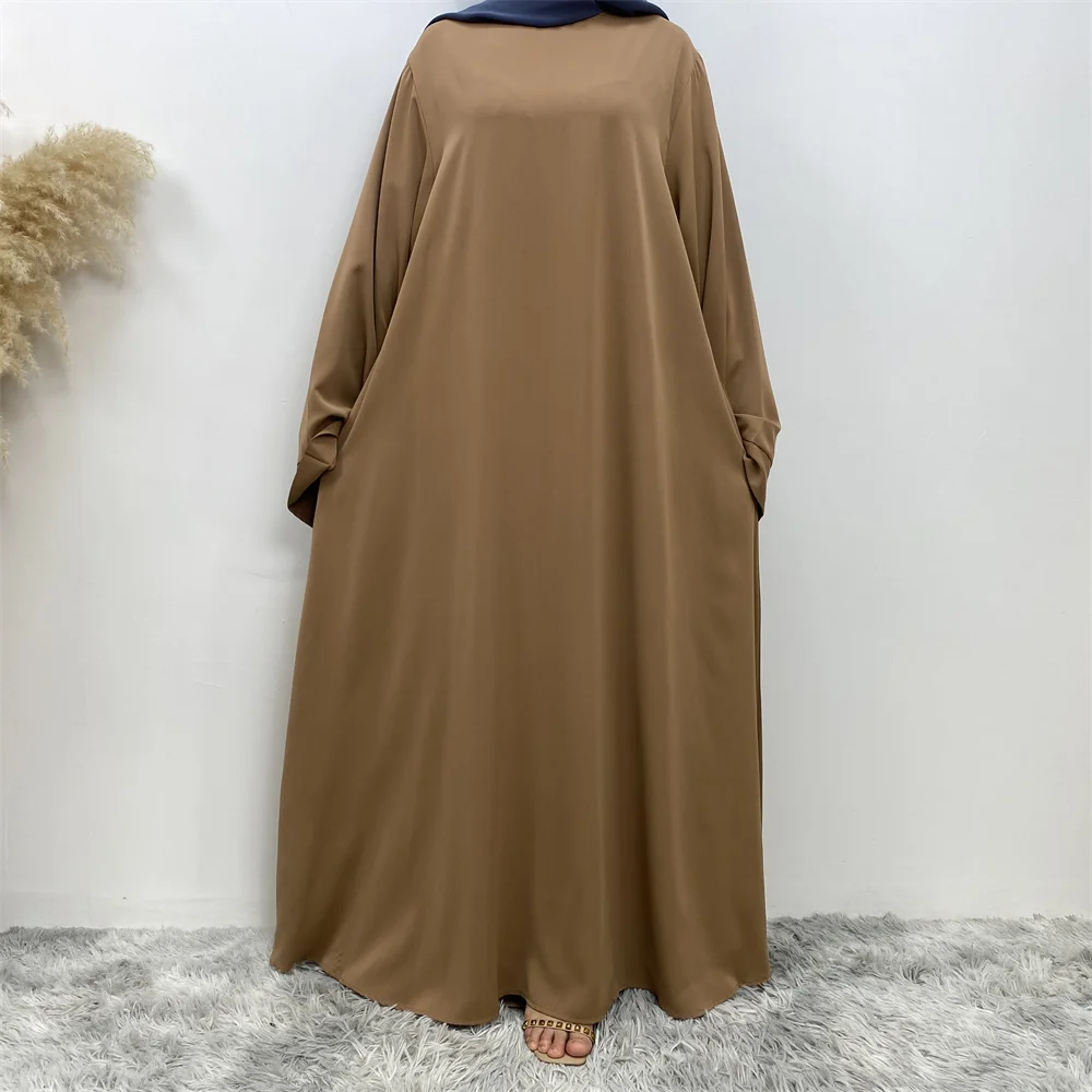 Hot Sell Popular Simple Nida Abaya Long Dress Pure Color A-line Loose Sleeves Dresses Dubai UK Modest Elegant Dress Hot Sell Popular Simple Nida Abaya Long Dress Pure Color A-line Loose Sleeves Dresses Dubai UK Modest Elegant Dress