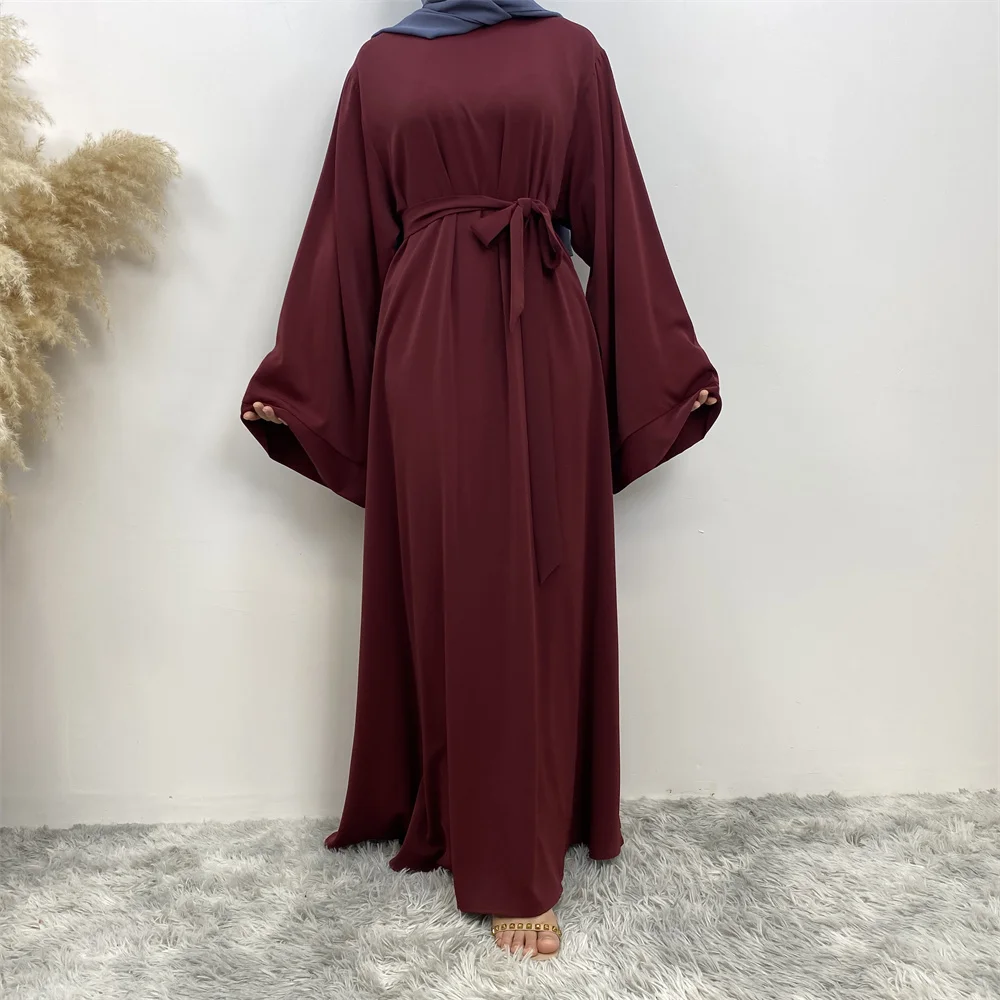 Hot Sell Popular Simple Nida Abaya Long Dress Pure Color A-line Loose Sleeves Dresses Dubai UK Modest Elegant Dress Hot Sell Popular Simple Nida Abaya Long Dress Pure Color A-line Loose Sleeves Dresses Dubai UK Modest Elegant Dress
