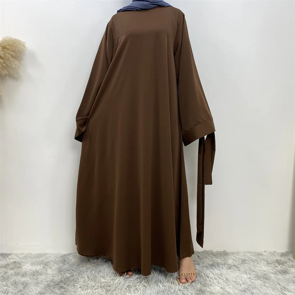Hot Sell Popular Simple Nida Abaya Long Dress Pure Color A-line Loose Sleeves Dresses Dubai UK Modest Elegant Dress Hot Sell Popular Simple Nida Abaya Long Dress Pure Color A-line Loose Sleeves Dresses Dubai UK Modest Elegant Dress
