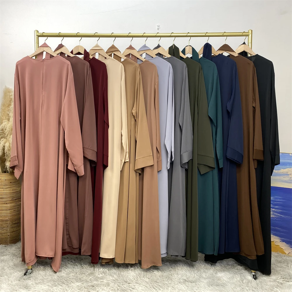 Hot Sell Popular Simple Nida Abaya Long Dress Pure Color A-line Loose Sleeves Dresses Dubai UK Modest Elegant Dress Hot Sell Popular Simple Nida Abaya Long Dress Pure Color A-line Loose Sleeves Dresses Dubai UK Modest Elegant Dress