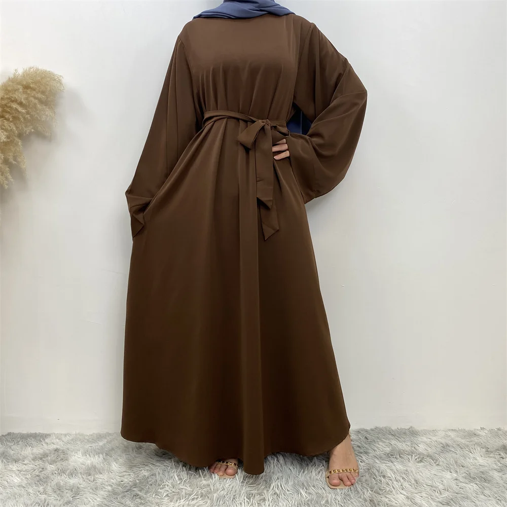 Hot Sell Popular Simple Nida Abaya Long Dress Pure Color A-line Loose Sleeves Dresses Dubai UK Modest Elegant Dress Hot Sell Popular Simple Nida Abaya Long Dress Pure Color A-line Loose Sleeves Dresses Dubai UK Modest Elegant Dress