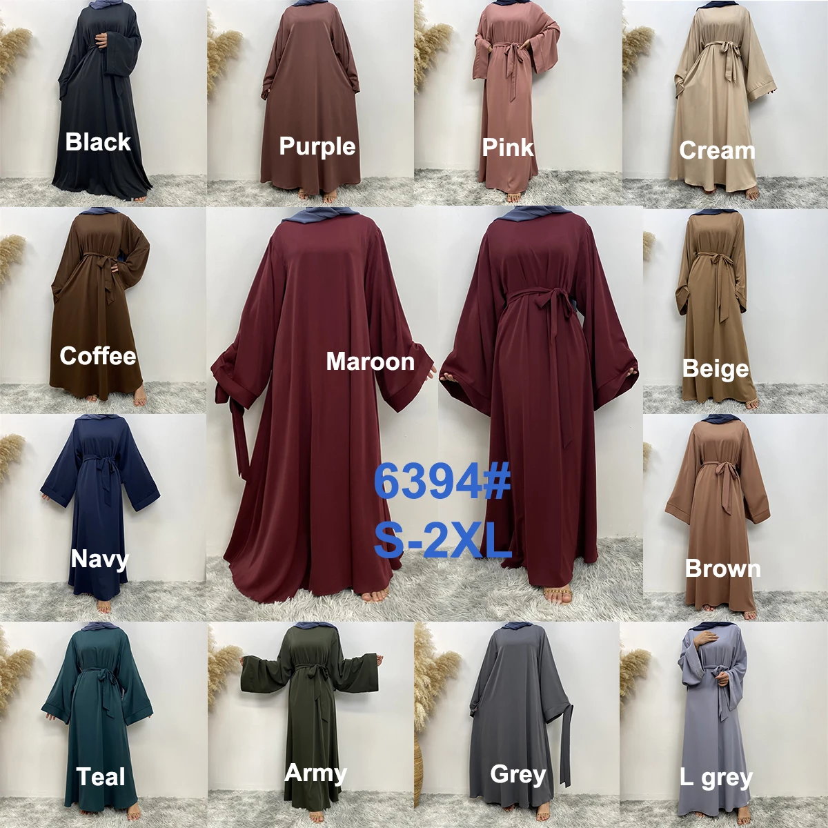Hot Sell Popular Simple Nida Abaya Long Dress Pure Color A-line Loose Sleeves Dresses Dubai UK Modest Elegant Dress Hot Sell Popular Simple Nida Abaya Long Dress Pure Color A-line Loose Sleeves Dresses Dubai UK Modest Elegant Dress