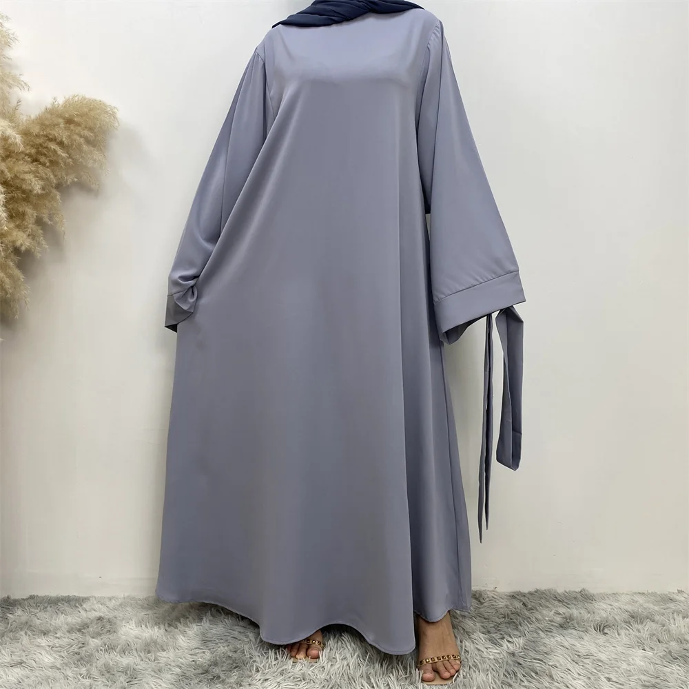 Hot Sell Popular Simple Nida Abaya Long Dress Pure Color A-line Loose Sleeves Dresses Dubai UK Modest Elegant Dress Hot Sell Popular Simple Nida Abaya Long Dress Pure Color A-line Loose Sleeves Dresses Dubai UK Modest Elegant Dress